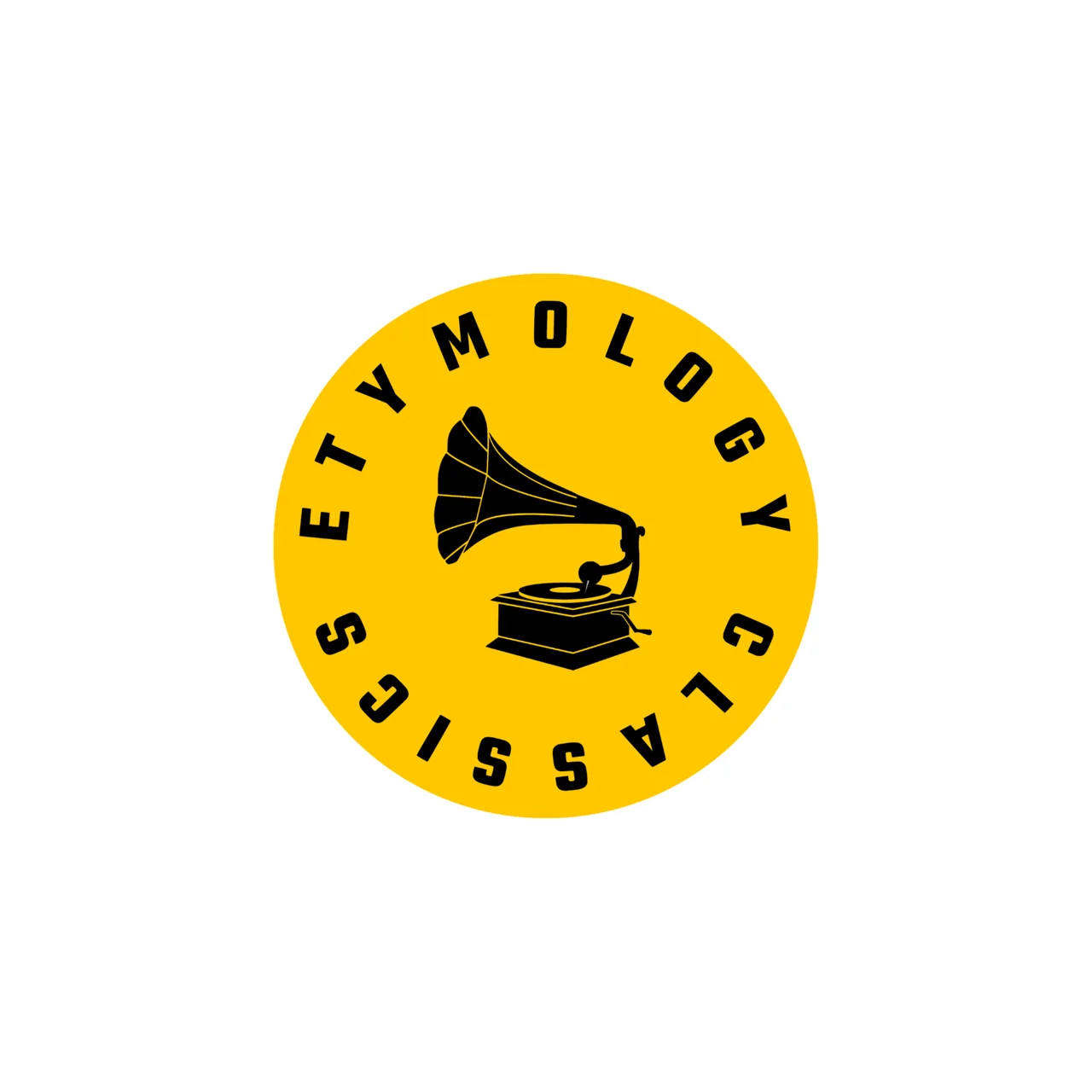 Etymology Classics logo, yellow gramophone